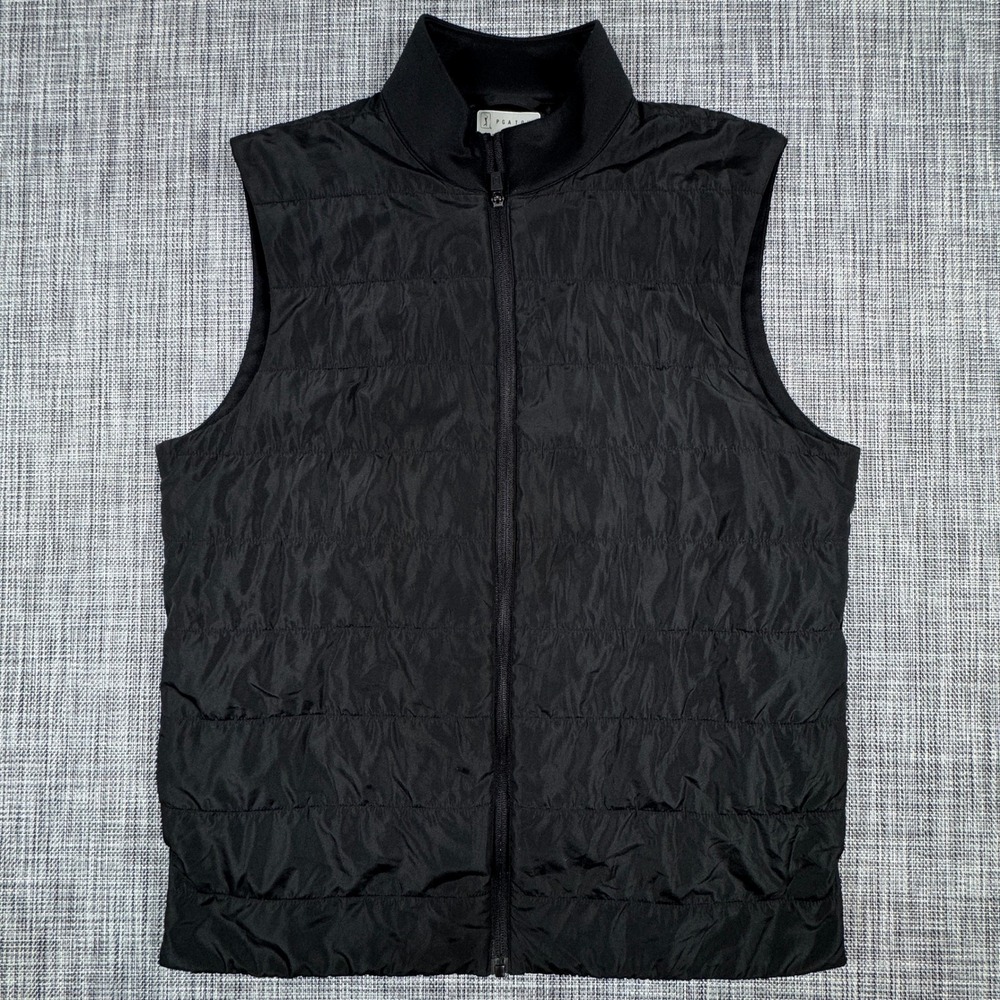 PGA Tour Men's Golf Vest Medium Black Quilted Full Zip Lightweight Performance
